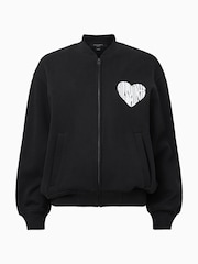 AllSaints Black Poster Belle Bomber 100% Organic Cotton Jacket - Image 8 of 8