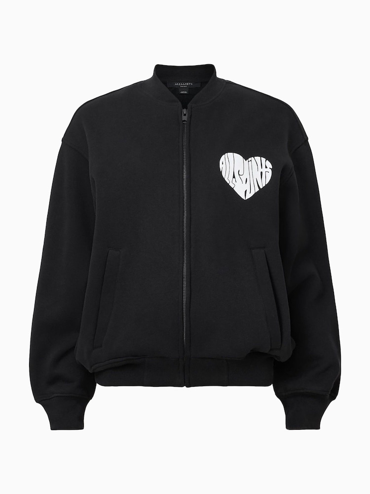 AllSaints Black Poster Belle Bomber 100% Organic Cotton Jacket - Image 8 of 8