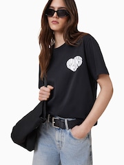 AllSaints Black Poster BF 100% Organic Cotton T-Shirt - Image 1 of 9