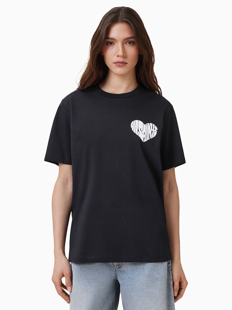 AllSaints Black Poster BF 100% Organic Cotton T-Shirt - Image 2 of 9