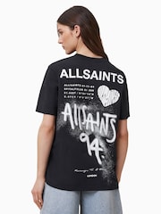 AllSaints Black Poster BF 100% Organic Cotton T-Shirt - Image 3 of 9