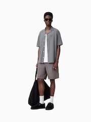 AllSaints Grey Haven Short Sleeve Cotton Shirt - Image 1 of 6