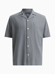 AllSaints Grey Haven Short Sleeve Cotton Shirt - Image 6 of 6