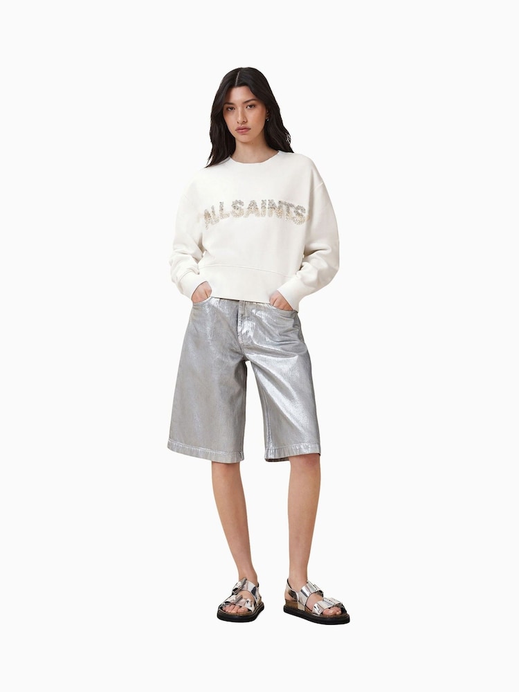 AllSaints White Separo Pearl Sweatshirt - Image 3 of 7