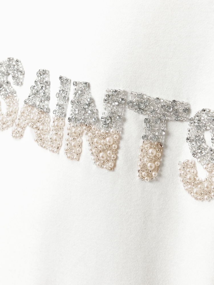 AllSaints White Separo Pearl Sweatshirt - Image 7 of 7