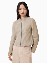 AllSaints Grey Sadler Suede Jacket - Image 2 of 9