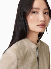 AllSaints Grey Sadler Suede Jacket - Image 3 of 9