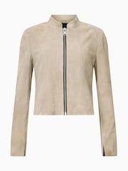 AllSaints Grey Sadler Suede Jacket - Image 8 of 9
