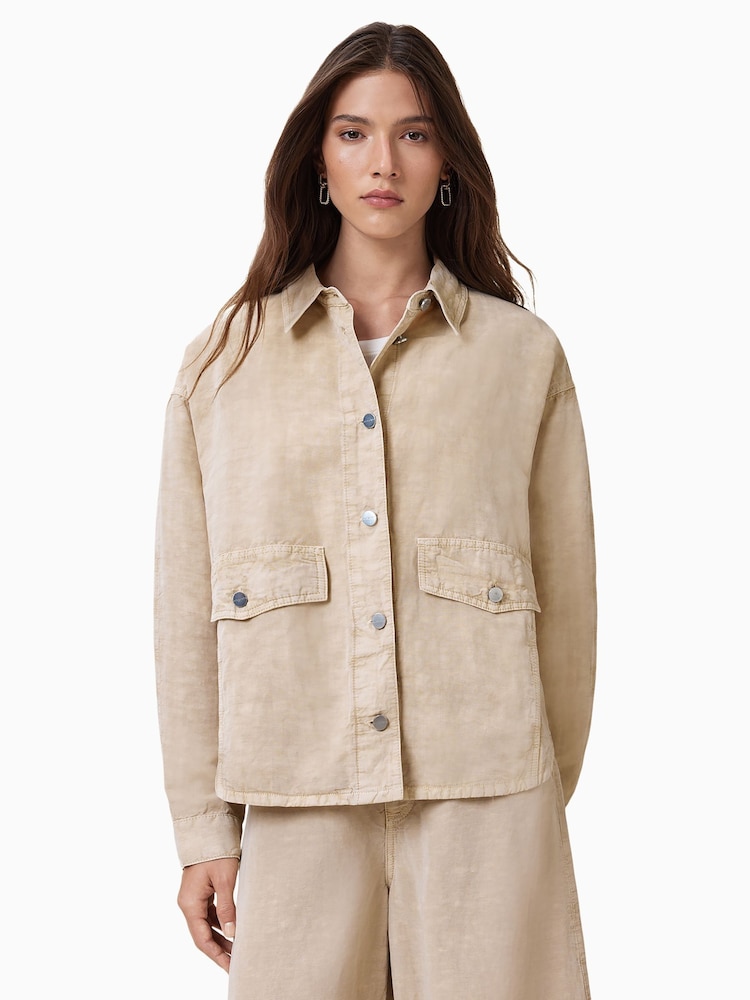 AllSaints Natural Hettie Shacket - Image 1 of 9