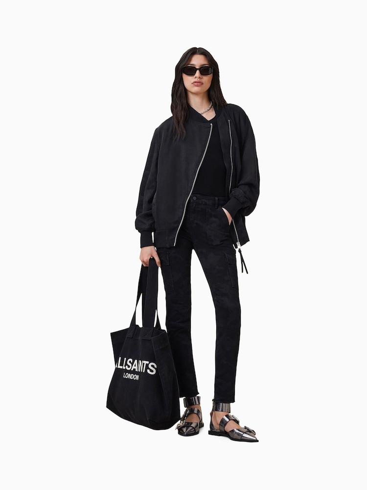 AllSaints Black Duran Skinny Cargo Jeans - Image 3 of 9
