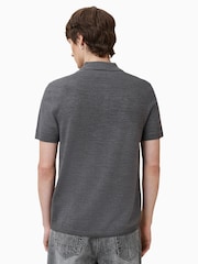 AllSaints Grey Maes Merino Polo Shirt - Image 2 of 6