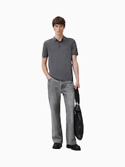 AllSaints Grey Maes Merino Polo Shirt - Image 3 of 6