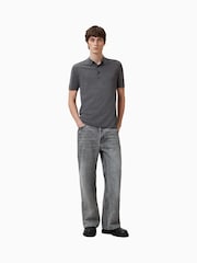 AllSaints Grey Maes Merino Polo Shirt - Image 4 of 6