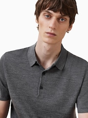 AllSaints Grey Maes Merino Polo Shirt - Image 5 of 6