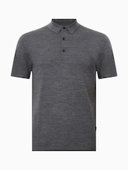 AllSaints Grey Maes Merino Polo Shirt - Image 6 of 6
