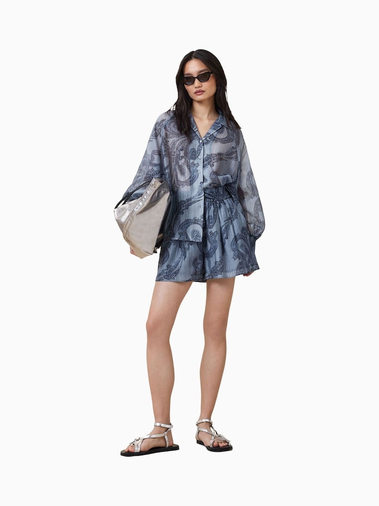 AllSaints Blue Isla Shorts - Image 2 of 7