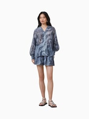 AllSaints Blue Isla Shorts - Image 4 of 7