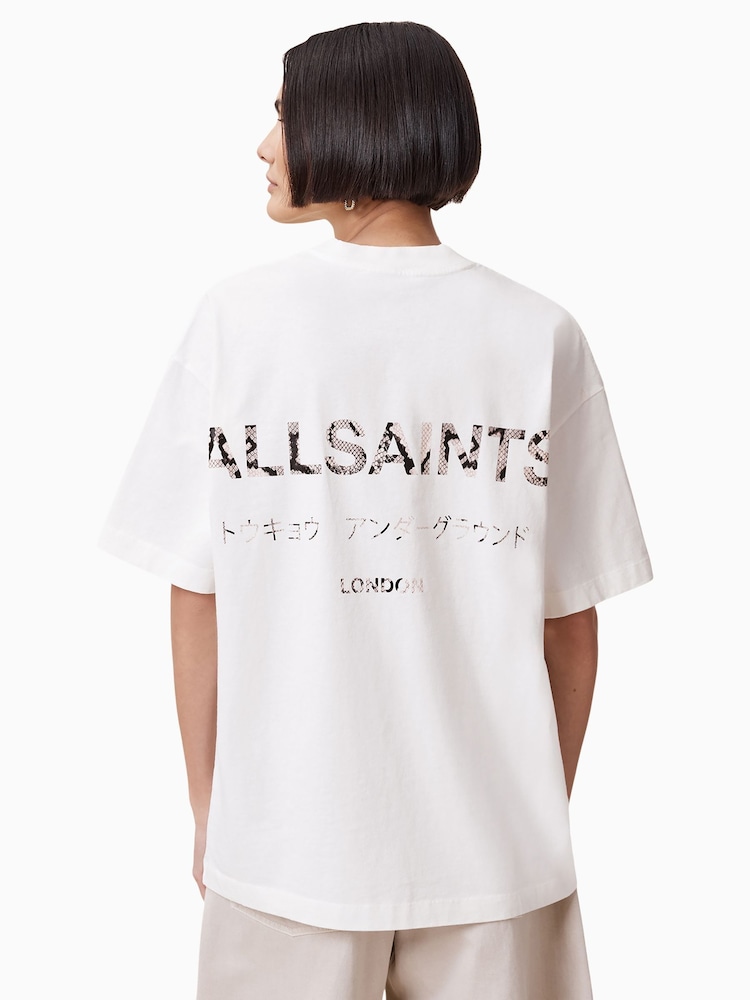 AllSaints Off White Underground Etta 100% Organic Cotton T-Shirt - Image 2 of 7 AllSaints Off White Underground Etta 100% Organic Cotton T-Shirt - Image 2 of 7