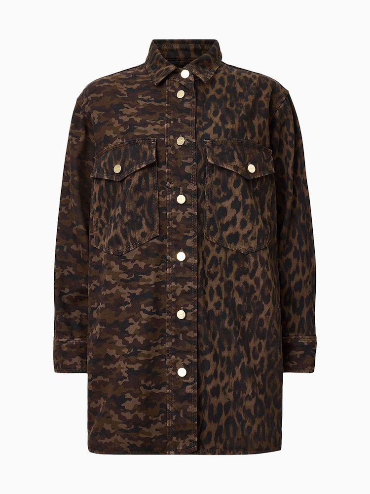 AllSaints Brown Faye Shacket Dress - Image 7 of 7