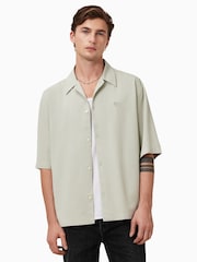 AllSaints Green Rialto Short Sleeve Shirt - Image 1 of 8