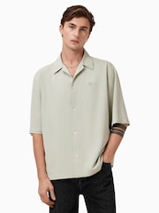 AllSaints Green Rialto Short Sleeve Shirt - Image 3 of 8