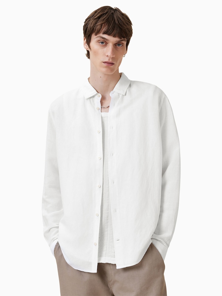 AllSaints White Bandol Long Sleeve Shirt - Image 1 of 8 AllSaints White Bandol Long Sleeve Shirt - Image 1 of 8