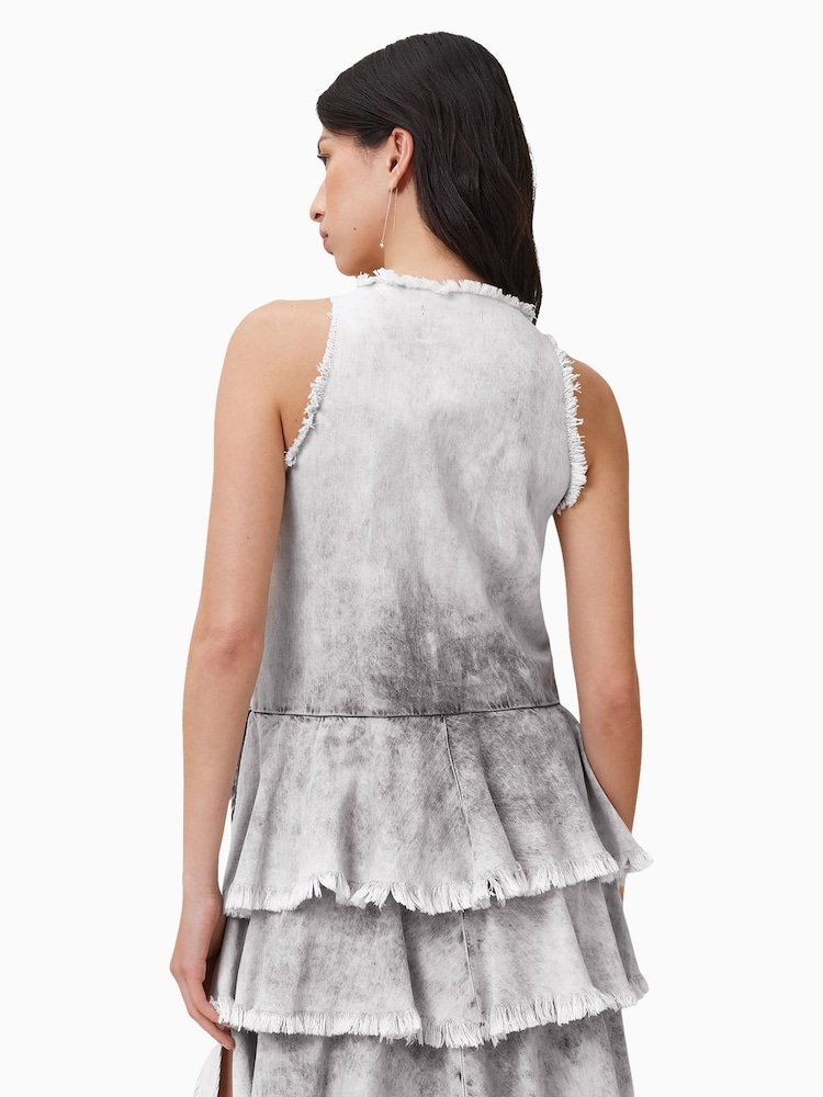 AllSaints Grey Cavarly 100% Organic Cotton Mini Dress - Image 2 of 10