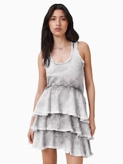 AllSaints Grey Cavarly 100% Organic Cotton Mini Dress - Image 3 of 10