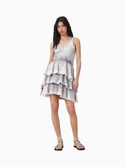 AllSaints Grey Cavarly 100% Organic Cotton Mini Dress - Image 4 of 10