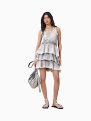 AllSaints Grey Cavarly 100% Organic Cotton Mini Dress - Image 5 of 10