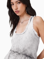 AllSaints Grey Cavarly 100% Organic Cotton Mini Dress - Image 7 of 10