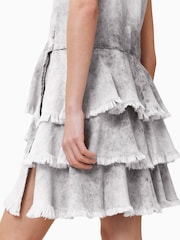 AllSaints Grey Cavarly 100% Organic Cotton Mini Dress - Image 9 of 10