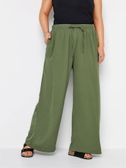 Yours Curve Green Twill Wide Leg Trousers - Image 1 of 4