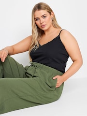 Yours Curve Green Twill Wide Leg Trousers - Image 4 of 4