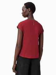 Красный - AllSaints Anna V 100% Organic Cotton T-Shirt - Изображение 2 из 8