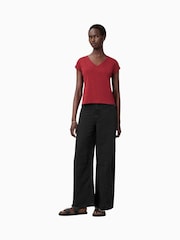 Красный - AllSaints Anna V 100% Organic Cotton T-Shirt - Изображение 3 из 8