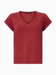 Красный - AllSaints Anna V 100% Organic Cotton T-Shirt - Изображение 8 из 8