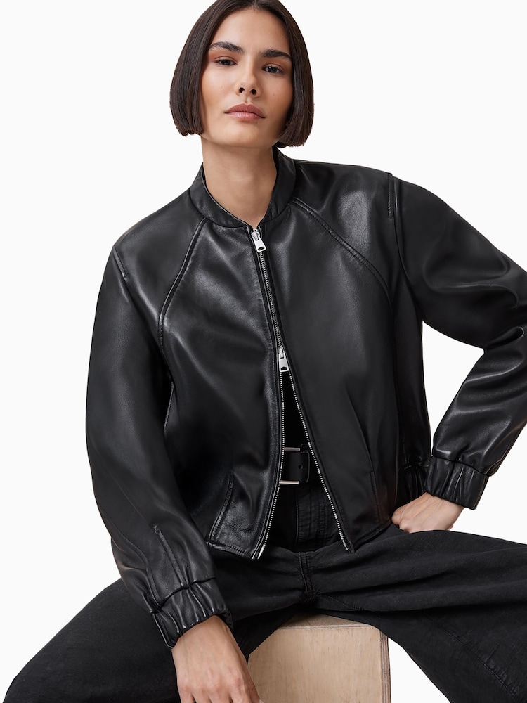 AllSaints Black Martina Bomber Jacket - Image 1 of 10