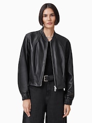 AllSaints Black Martina Bomber Jacket - Image 3 of 10