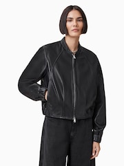 AllSaints Black Martina Bomber Jacket - Image 4 of 10