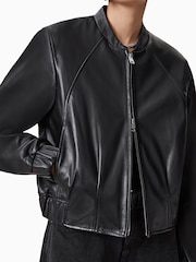 AllSaints Black Martina Bomber Jacket - Image 6 of 10
