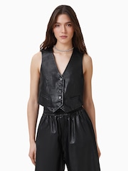 AllSaints Black Arla Lea Waistcoat - Image 1 of 7