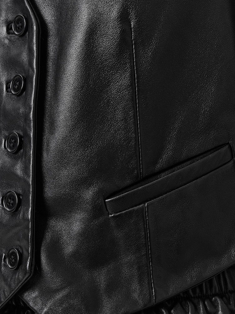 AllSaints Black Arla Lea Waistcoat - Image 7 of 7