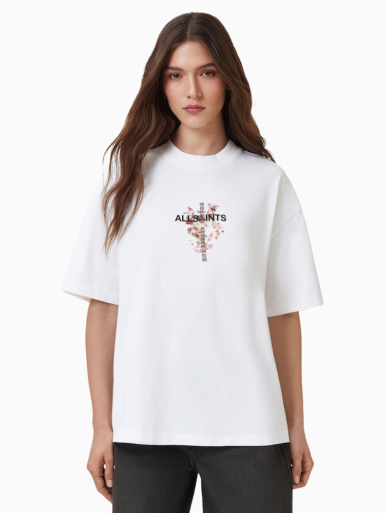 AllSaints White Eternal Etta 100% Organic Cotton T-Shirt - Image 2 of 9