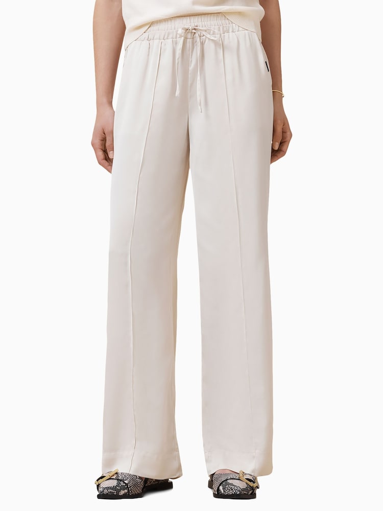 AllSaints White Alba Satin Trousers - Image 4 of 8