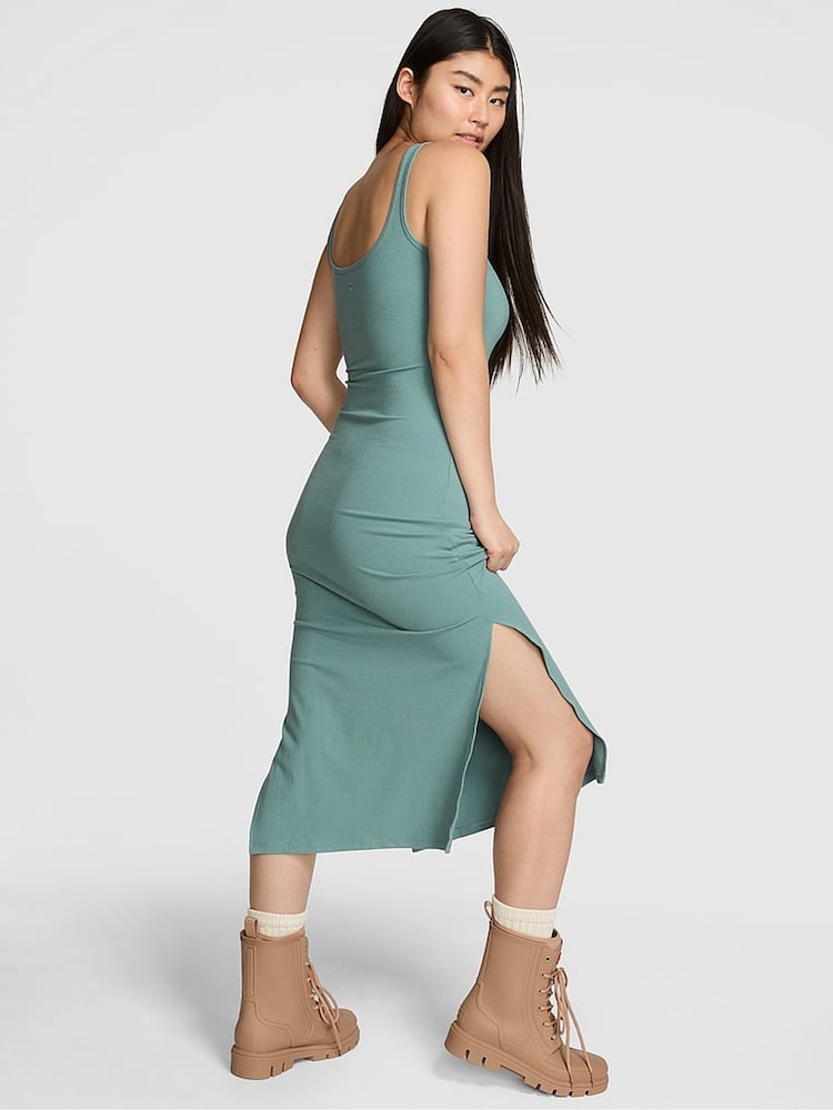 Victoria's Secret PINK Niagra Falls Blue Ribbed Midi Dress - Image 2 of 3 Victoria's Secret PINK Niagra Falls Blue Ribbed Midi Dress - Image 2 of 3