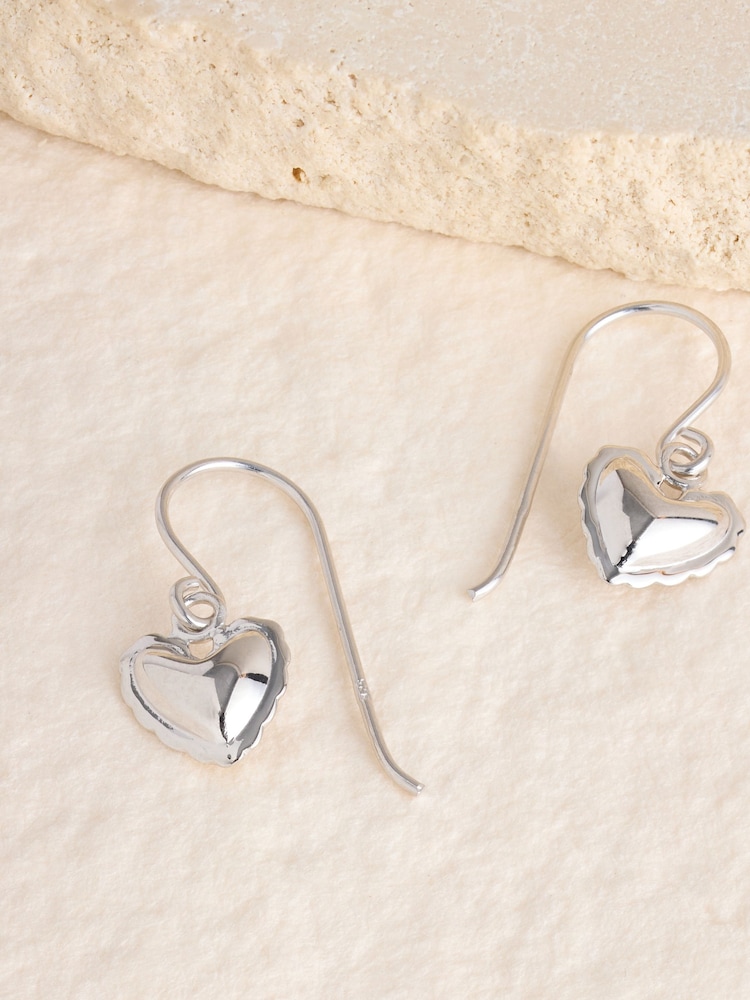 Sterling Silver Heart Drop Earrings - Image 5 of 5