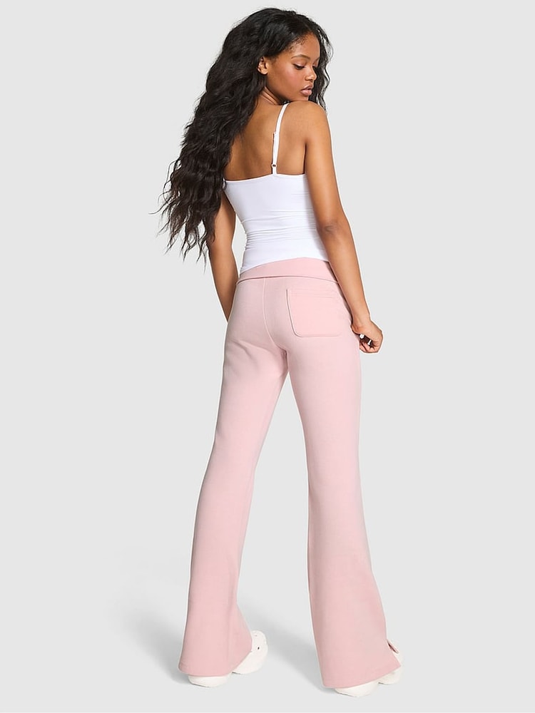 Victoria's Secret PINK Dolhouse Pink Flared Fleece Fold Over Joggers - Image 2 of 3 Victoria's Secret PINK Dolhouse Pink Flared Fleece Fold Over Joggers - Image 2 of 3