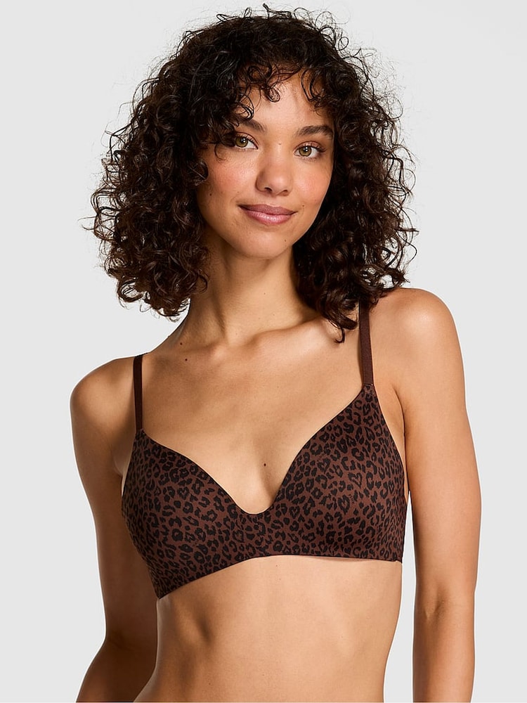 Victoria's Secret PINK Leopard Brown Non Wired Push Up Bra - Image 1 of 3 Victoria's Secret PINK Leopard Brown Non Wired Push Up Bra - Image 1 of 3