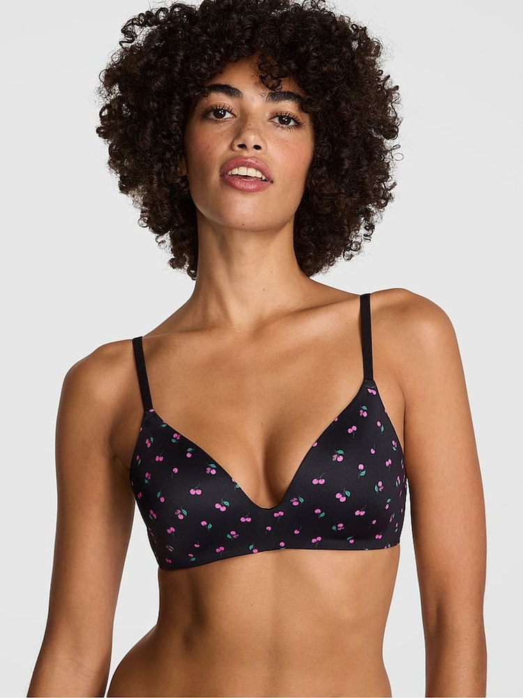 Victoria's Secret PINK Black Cherry Print Non Wired Push Up Bra - Image 1 of 2 Victoria's Secret PINK Black Cherry Print Non Wired Push Up Bra - Image 1 of 2